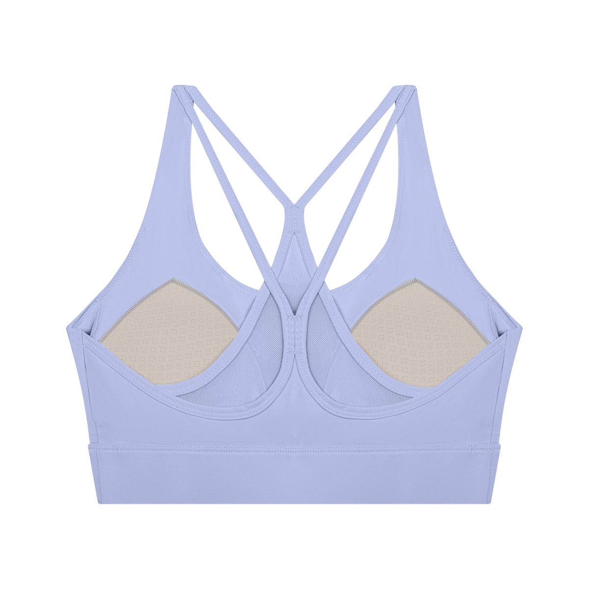 Women's Mesh Panel Cropped Yoga Sports Bra in lavender, alternate angle
