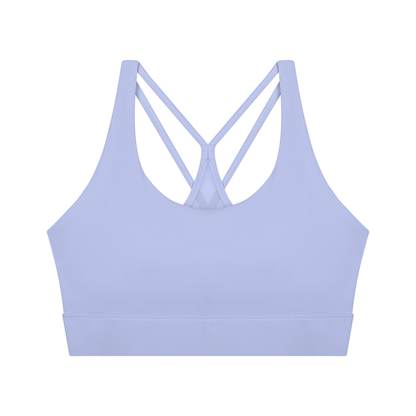 Women's Mesh Panel Cropped Yoga Sports Bra in lavender