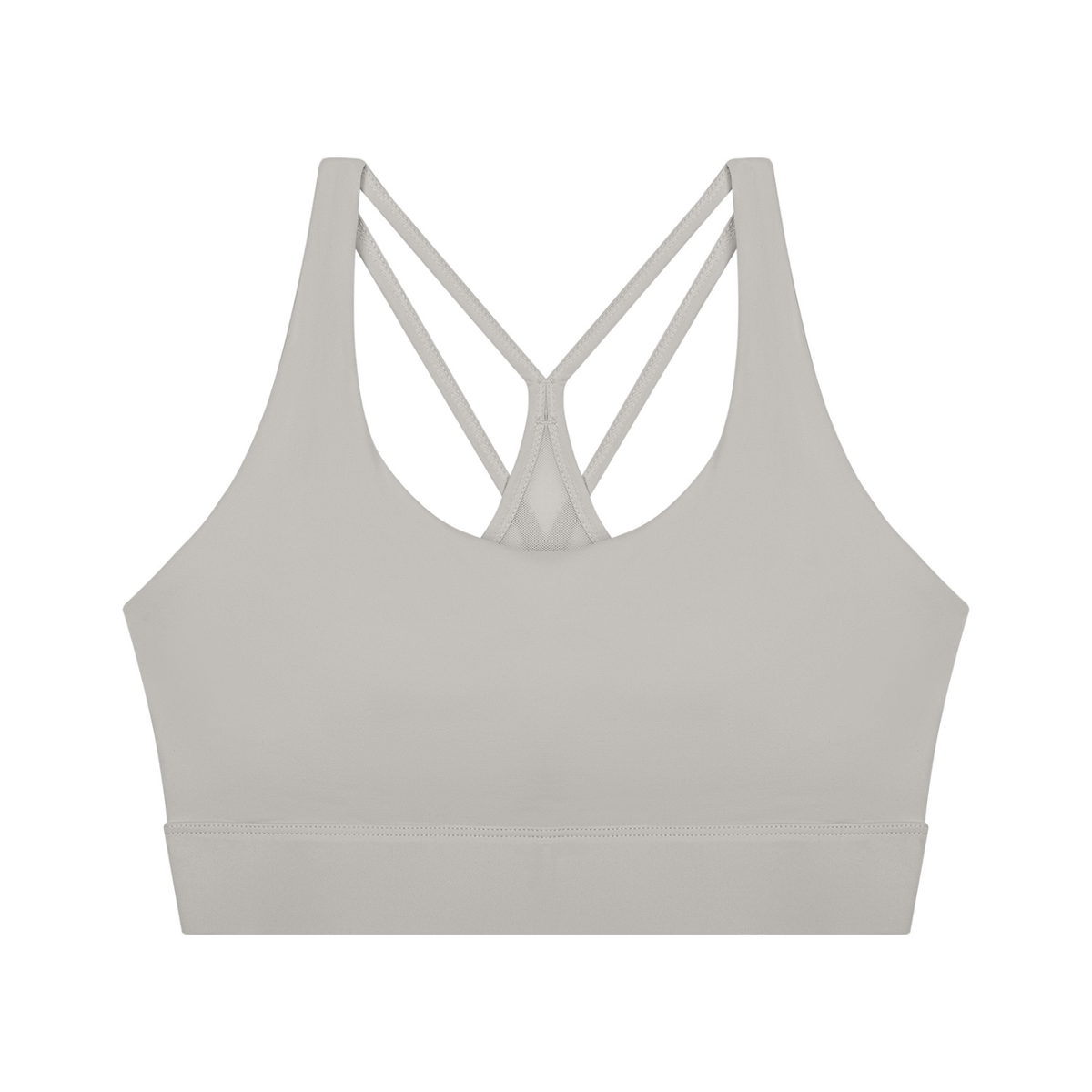 Women's Mesh Panel Cropped Yoga Sports Bra in light gray