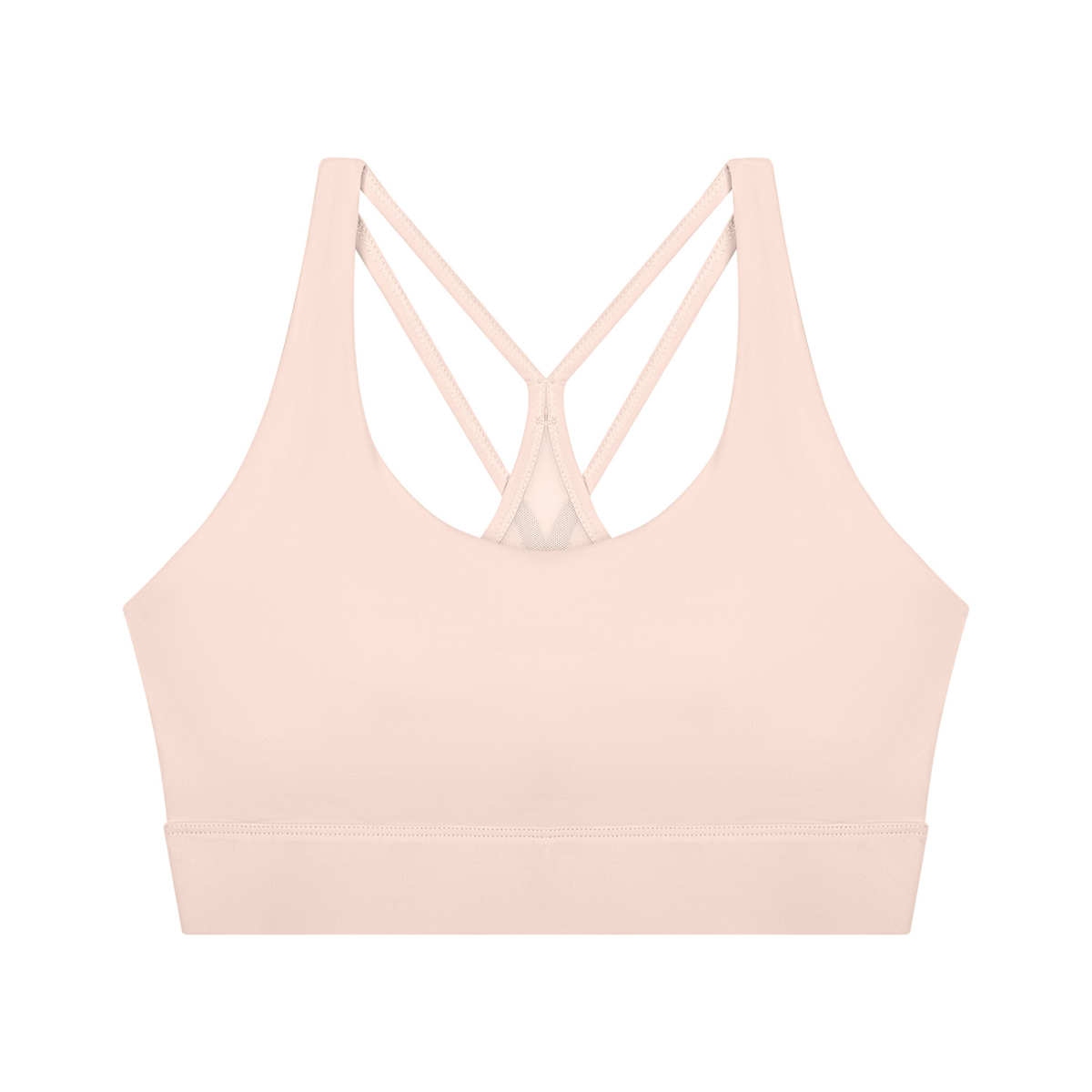 Women's Mesh Panel Cropped Yoga Sports Bra in light pink