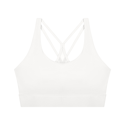 Women's Mesh Panel Cropped Yoga Sports Bra in white