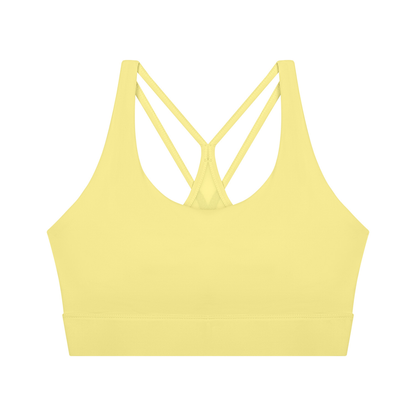 Women's Mesh Panel Cropped Yoga Sports Bra in yellow