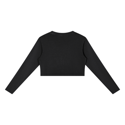 Women's Mineral Wash Crop Sweatshirt in black, alternate angle