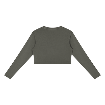 Women's Mineral Wash Crop Sweatshirt in dark gray, alternate angle
