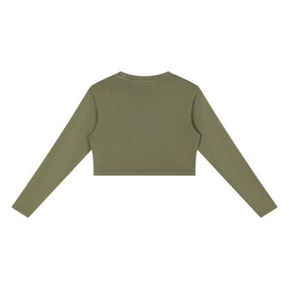 Women's Mineral Wash Crop Sweatshirt in green, alternate angle