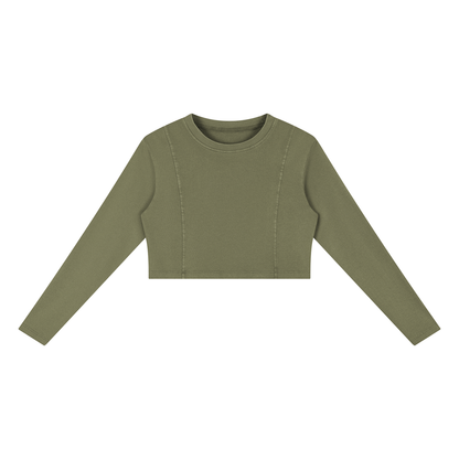 Women's Mineral Wash Crop Sweatshirt in green