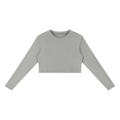 Women's Mineral Wash Crop Sweatshirt in light gray