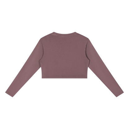 Women's Mineral Wash Crop Sweatshirt in plum purple, alternate angle