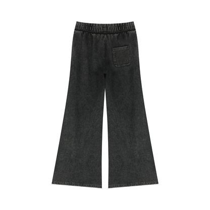 Women's Mineral Wash Flared Leg Sweatpants in black, alternate angle