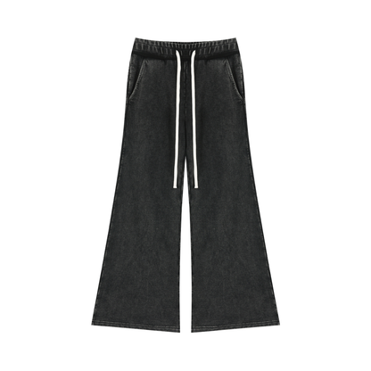 Women's Mineral Wash Flared Leg Sweatpants in black