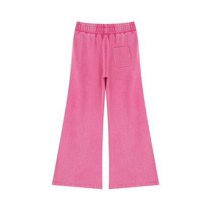 Women's Mineral Wash Flared Leg Sweatpants in rose red, alternate angle