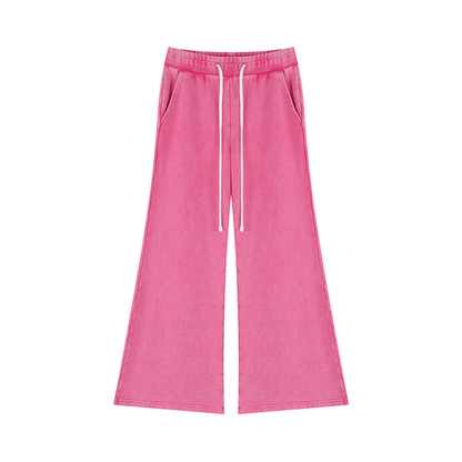 Women's Mineral Wash Flared Leg Sweatpants in rose red