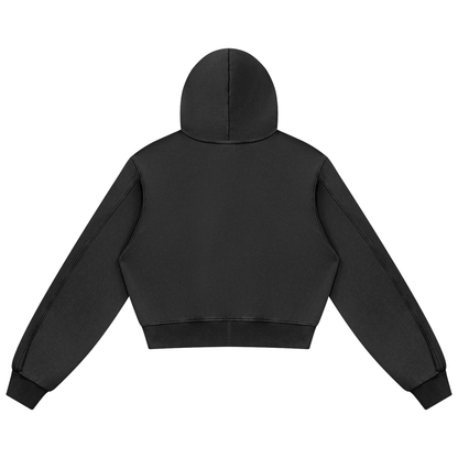 Women's Mineral Wash Full Zip Hoodie in black, alternate angle