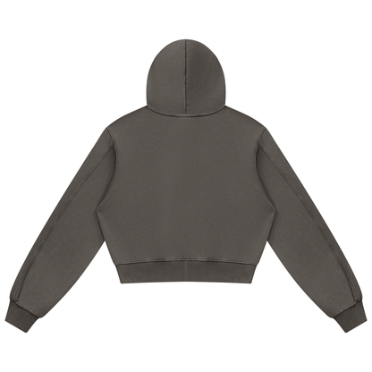 Women's Mineral Wash Full Zip Hoodie in coffee, alternate angle