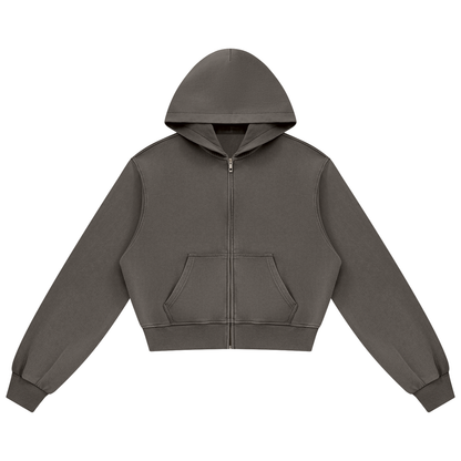 Women's Mineral Wash Full Zip Hoodie in coffee