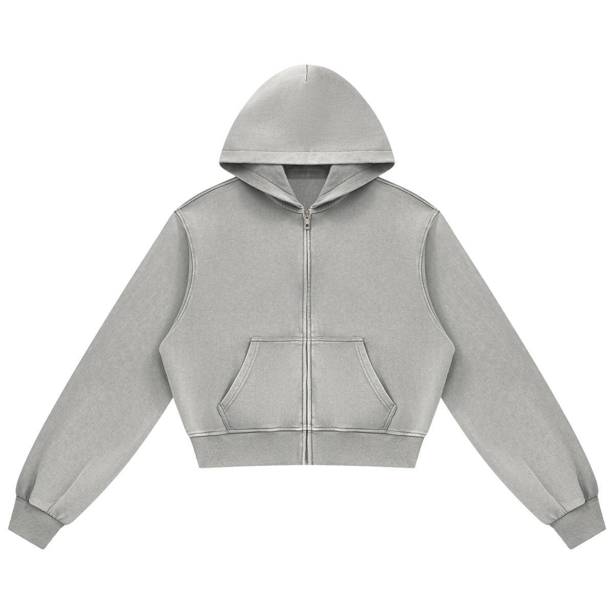 Women's Mineral Wash Full Zip Hoodie in light gray