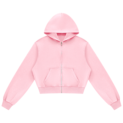Women's Mineral Wash Full Zip Hoodie in pink