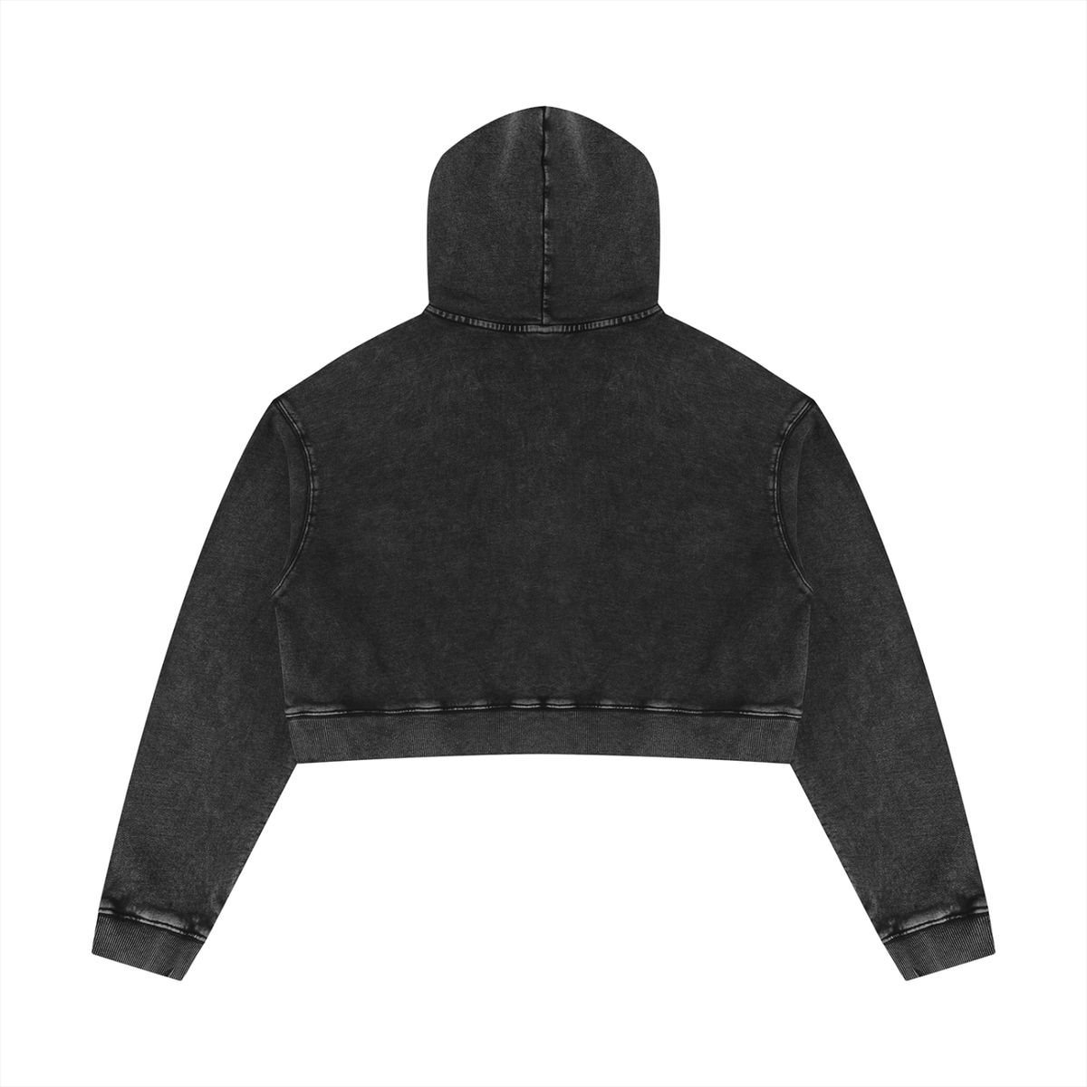 Women's Mineral Washed Crop Hoodie in black, alternate angle