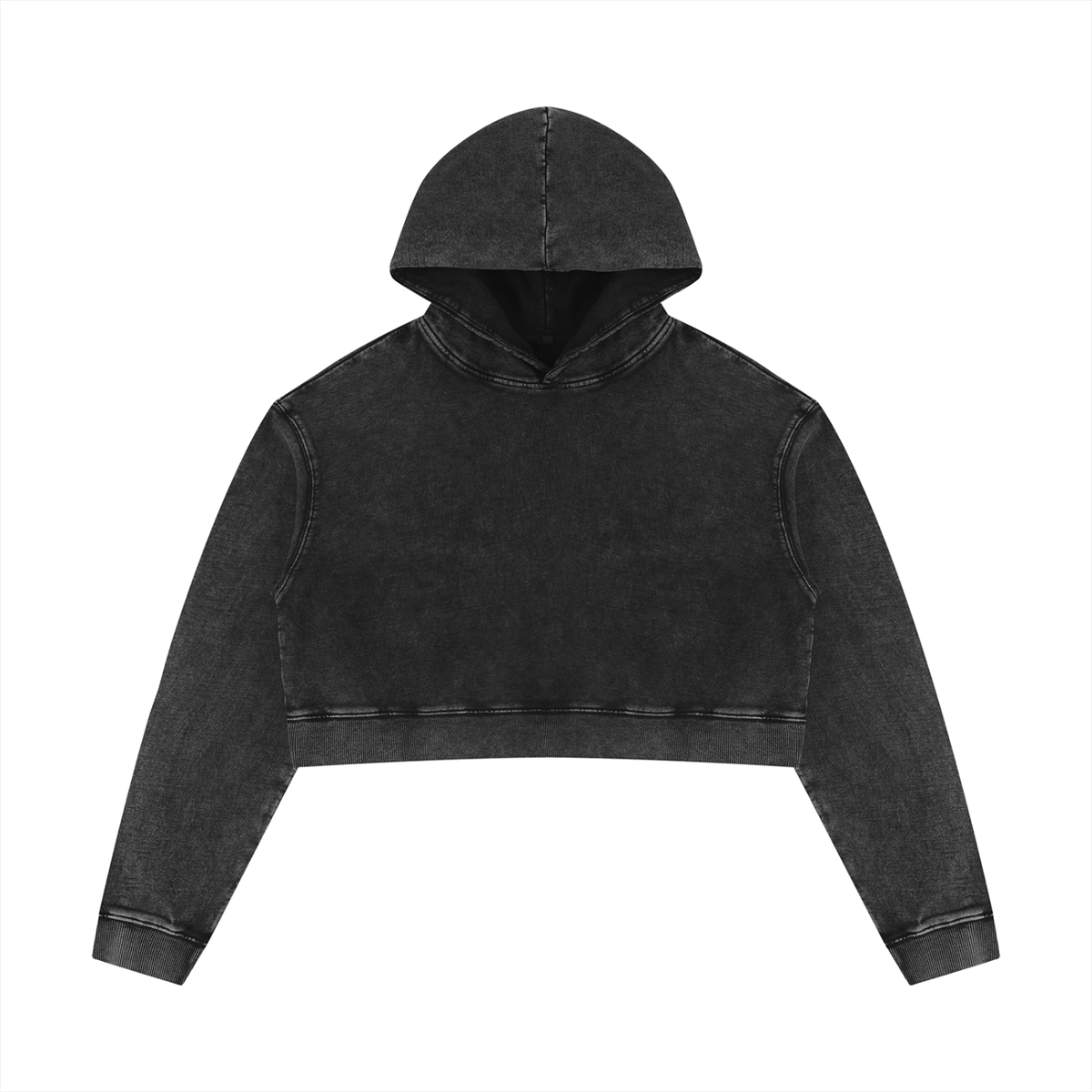 Women's Mineral Washed Crop Hoodie in black