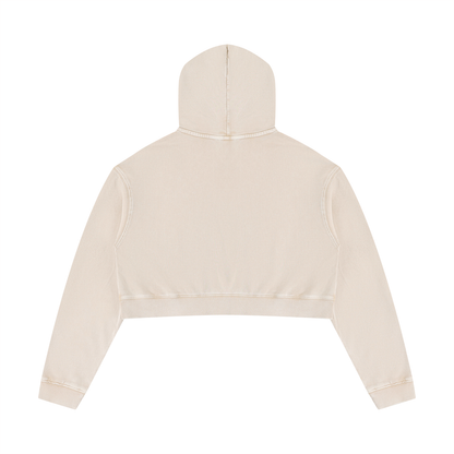 Women's Mineral Washed Crop Hoodie in light apricot, alternate angle