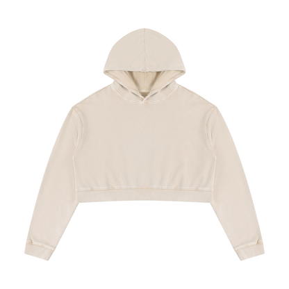 Women's Mineral Washed Crop Hoodie in light apricot