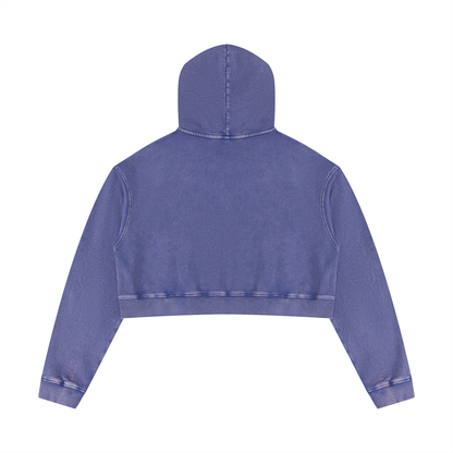 Women's Mineral Washed Crop Hoodie in misty purple, alternate angle