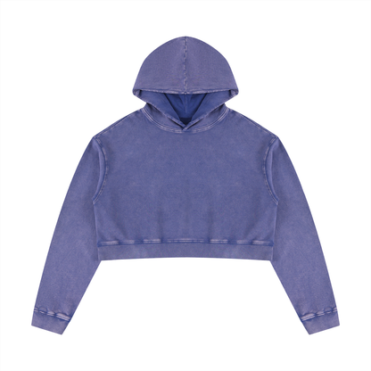 Women's Mineral Washed Crop Hoodie in misty purple