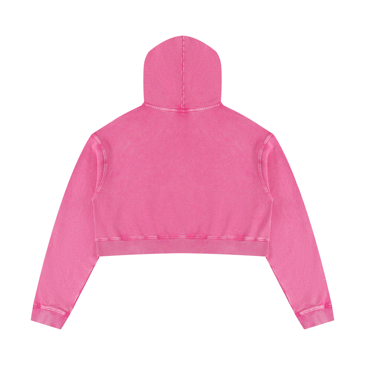 Women's Mineral Washed Crop Hoodie in rose red, alternate angle