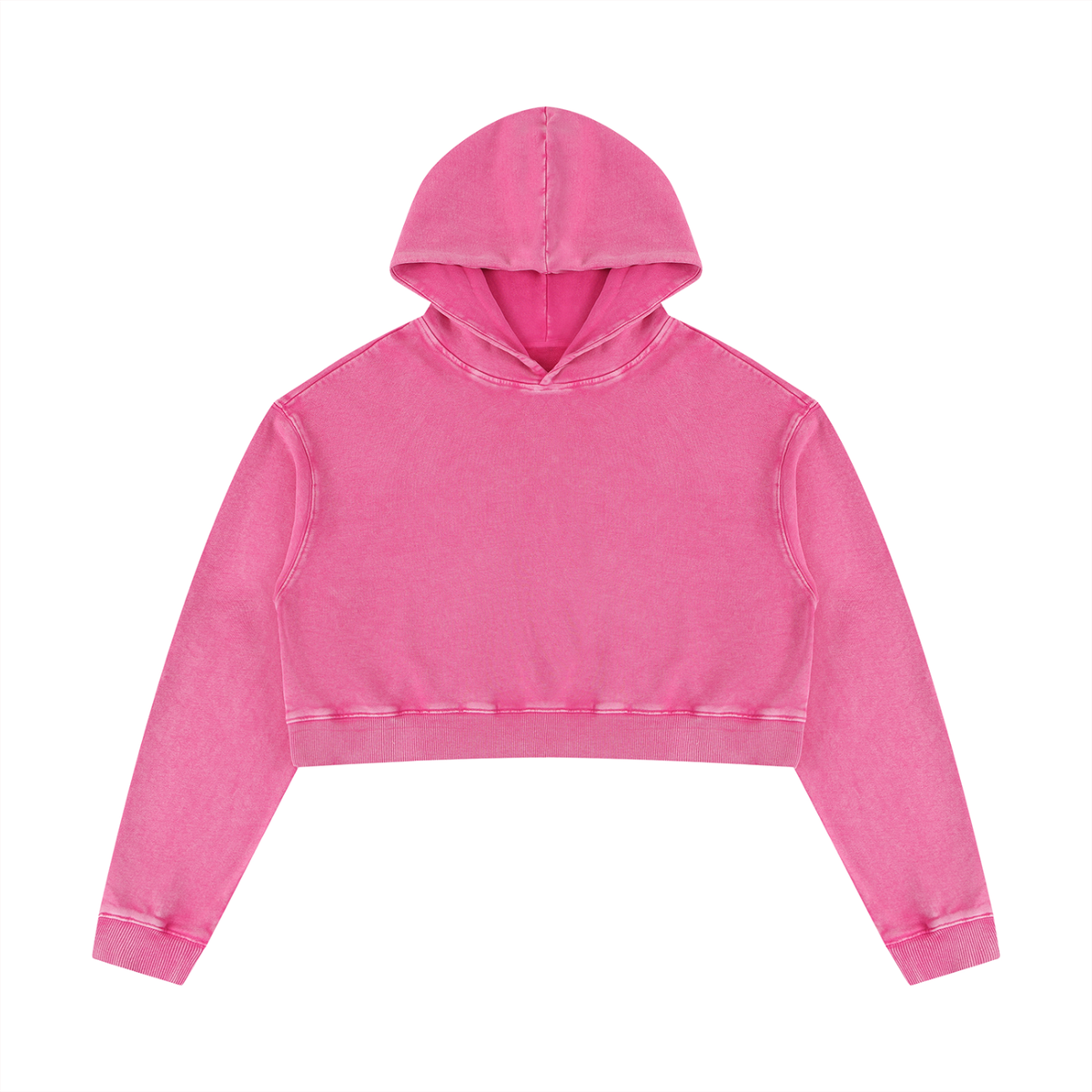 Women's Mineral Washed Crop Hoodie in rose red