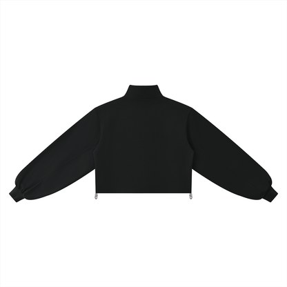 Women's Mock-Neck Quarter-Zip Sweatshirt in black, alternate angle