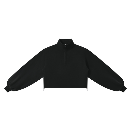 Women's Mock-Neck Quarter-Zip Sweatshirt in black