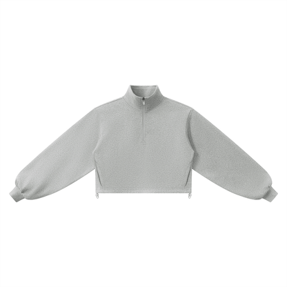 Women's Mock-Neck Quarter-Zip Sweatshirt in flower gray