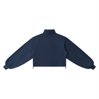 Women's Mock-Neck Quarter-Zip Sweatshirt in navy blue, alternate angle