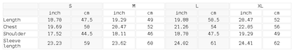 Size chart for the Women's Mock-Neck Quarter-Zip Sweatshirt