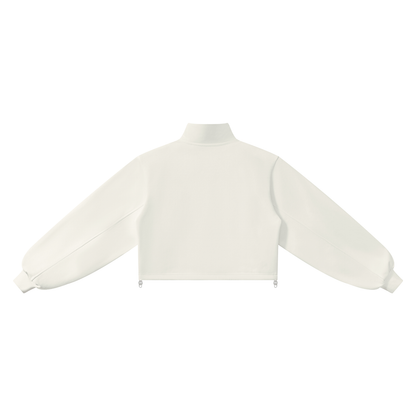 Women's Mock-Neck Quarter-Zip Sweatshirt in white, alternate angle