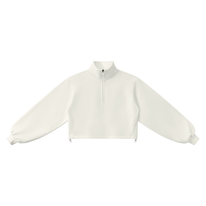 Women's Mock-Neck Quarter-Zip Sweatshirt in white