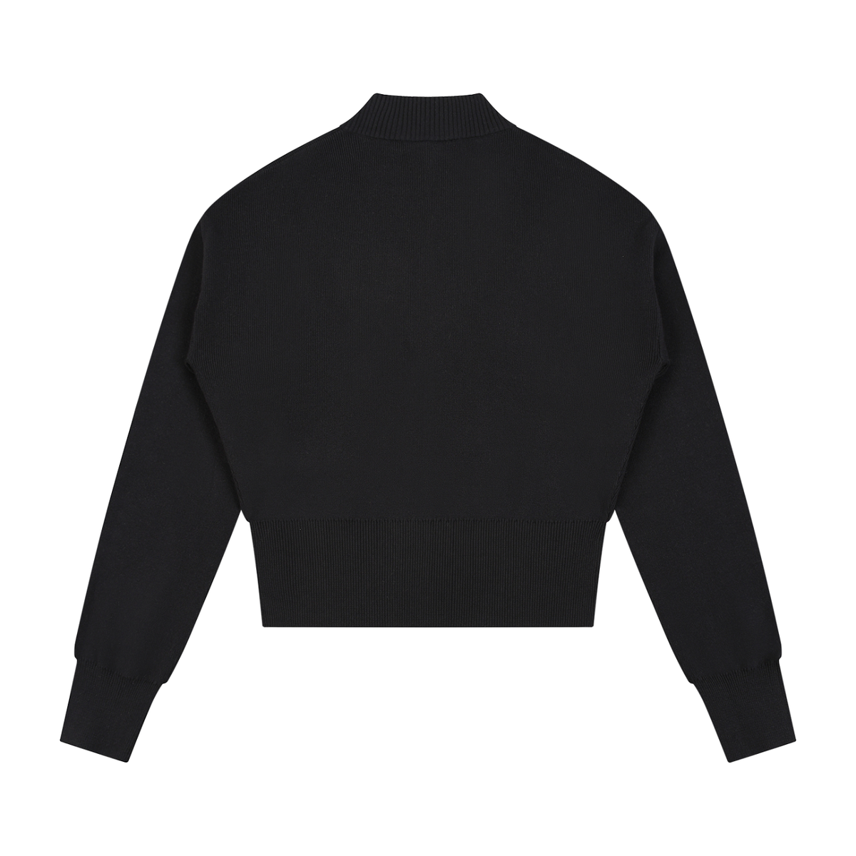 Women's Mock Neck Zip Up Cardigan in black, alternate angle