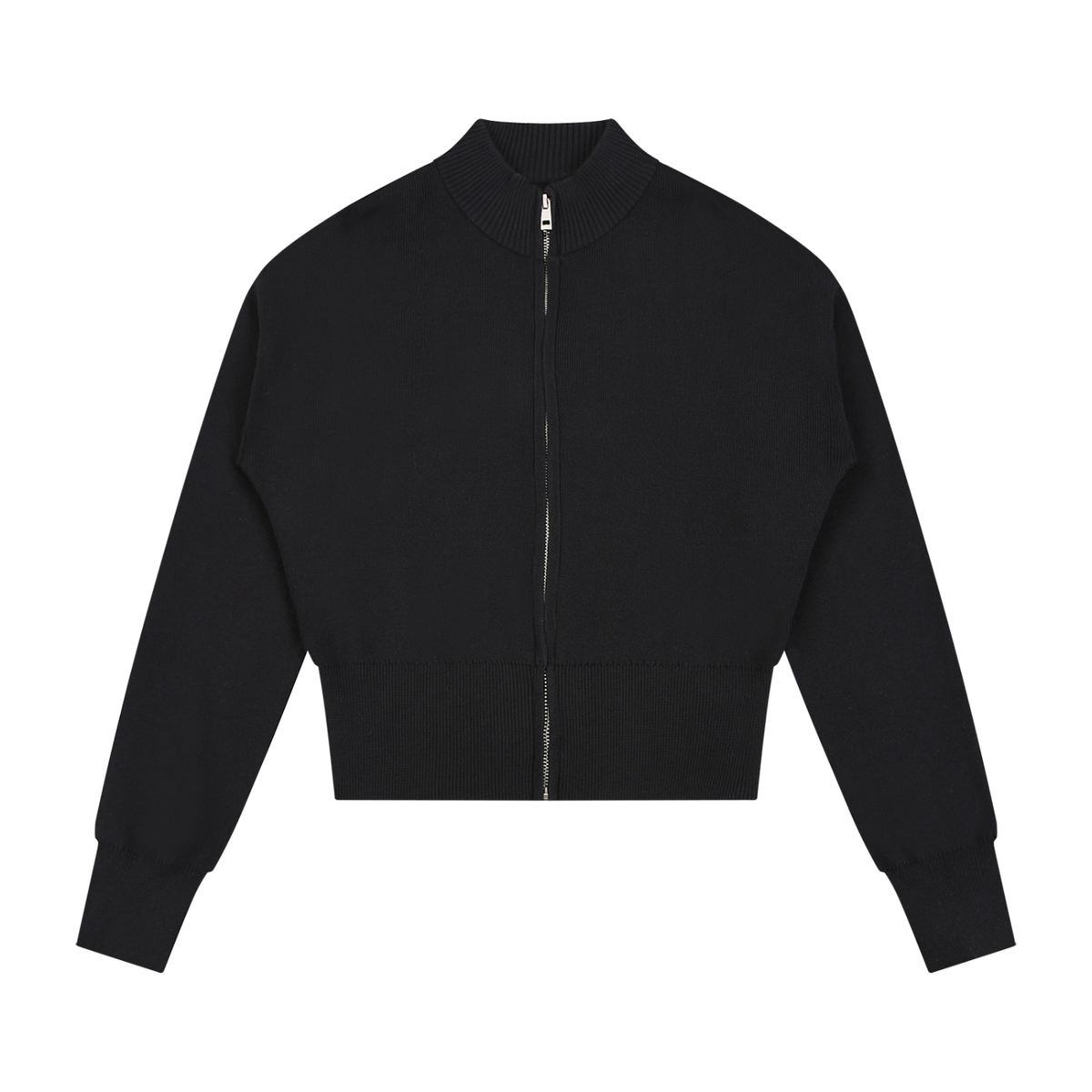 Women's Mock Neck Zip Up Cardigan in black