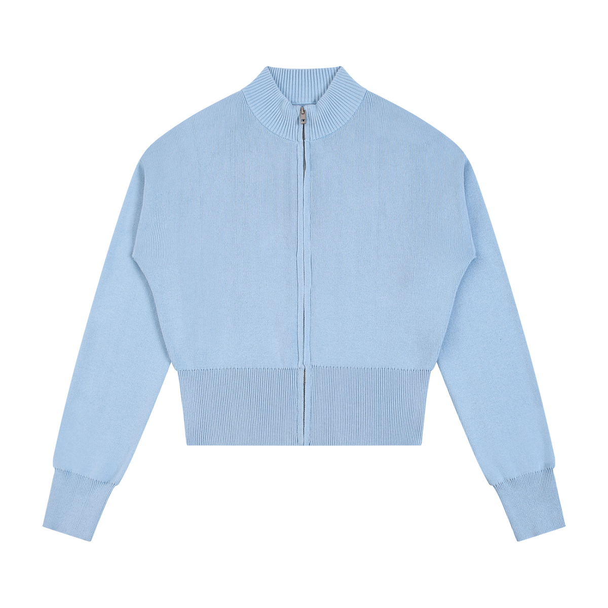 Women's Mock Neck Zip Up Cardigan in blue