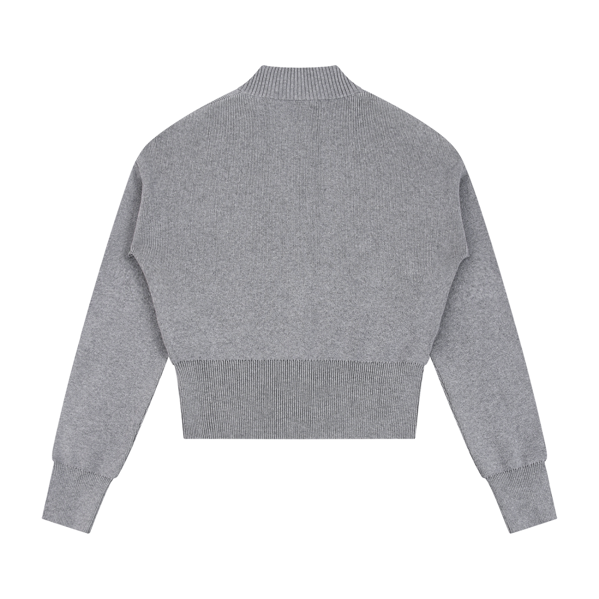 Women's Mock Neck Zip Up Cardigan in flower gray, alternate angle