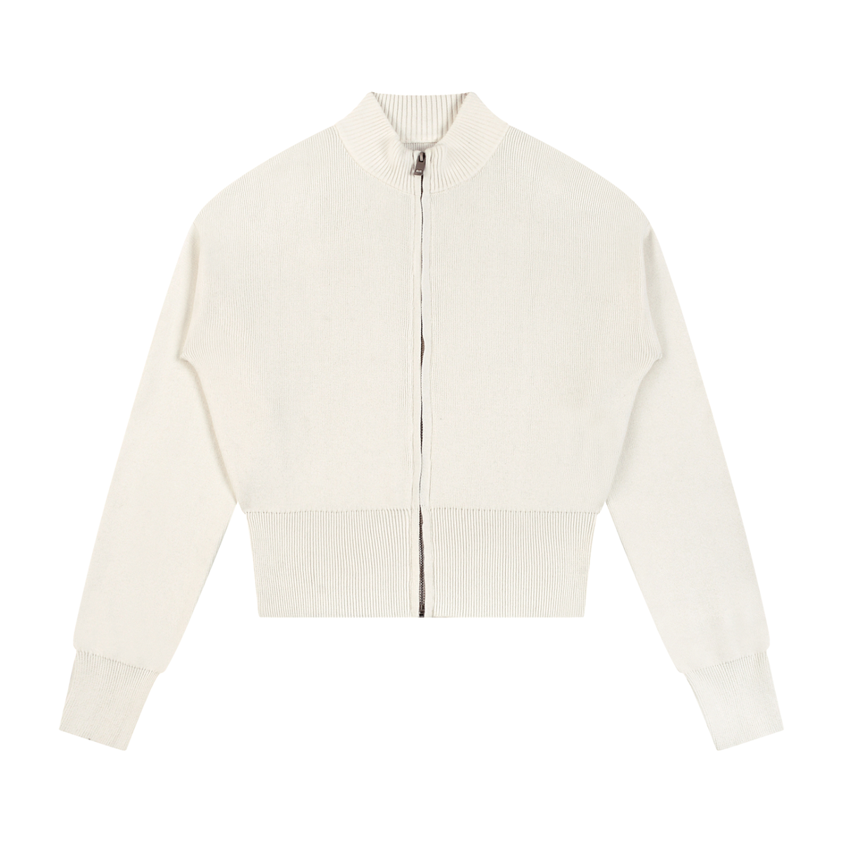 Women's Mock Neck Zip Up Cardigan in mild apricot