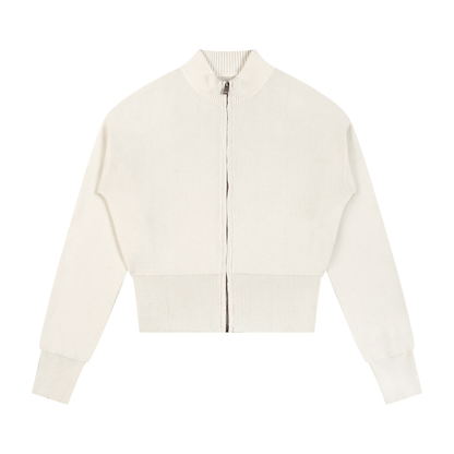 Women's Mock Neck Zip Up Cardigan in mild apricot