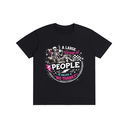 Women’s No Thanks Skeleton Lightweight Cotton T-Shirt - Black