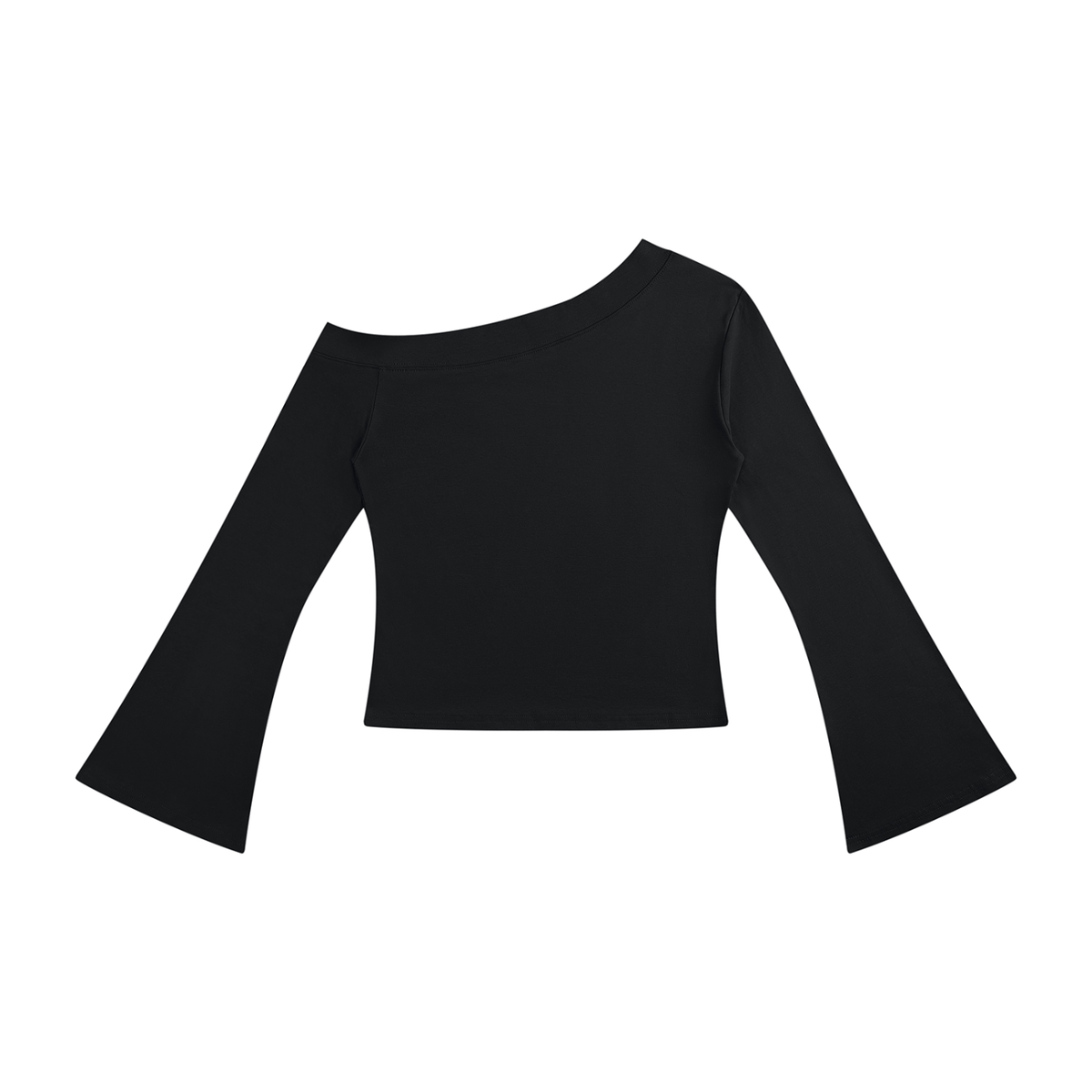 Women’s No Thanks Skeleton Off-Shoulder Bell Sleeve Top - Black