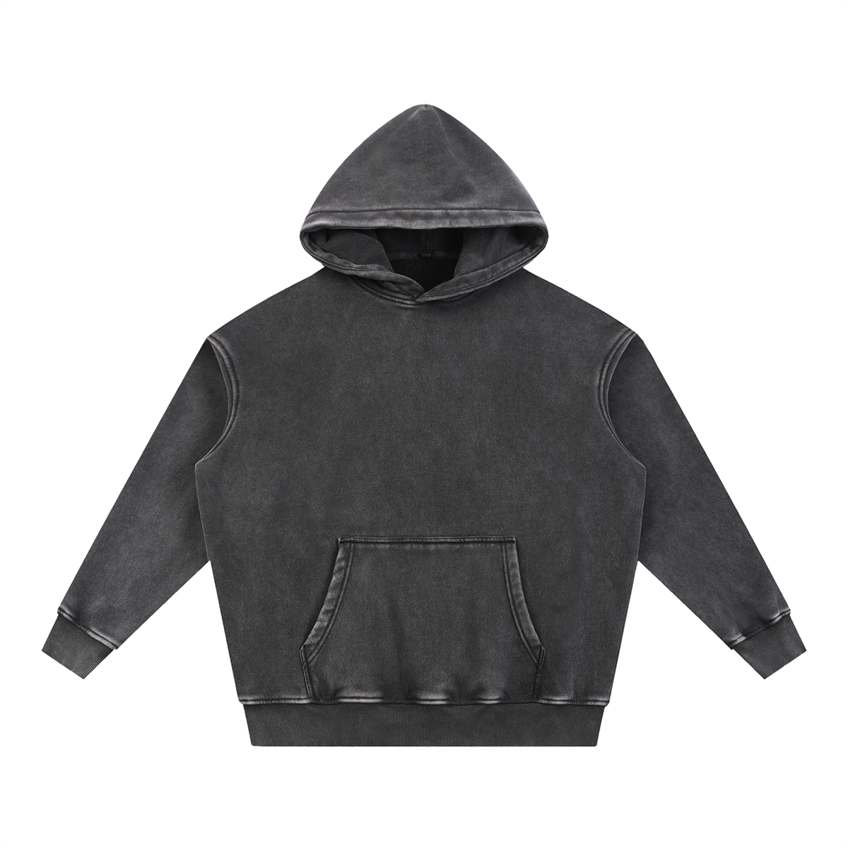 Women’s No Thanks Skeleton Snow-Wash Oversized Fleece Hoodie - Black – product image 2