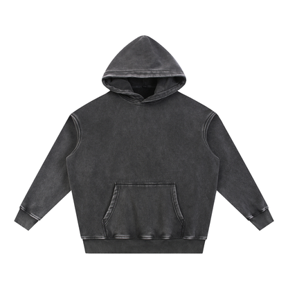 Women’s No Thanks Skeleton Snow-Wash Oversized Fleece Hoodie - Black – product image 2
