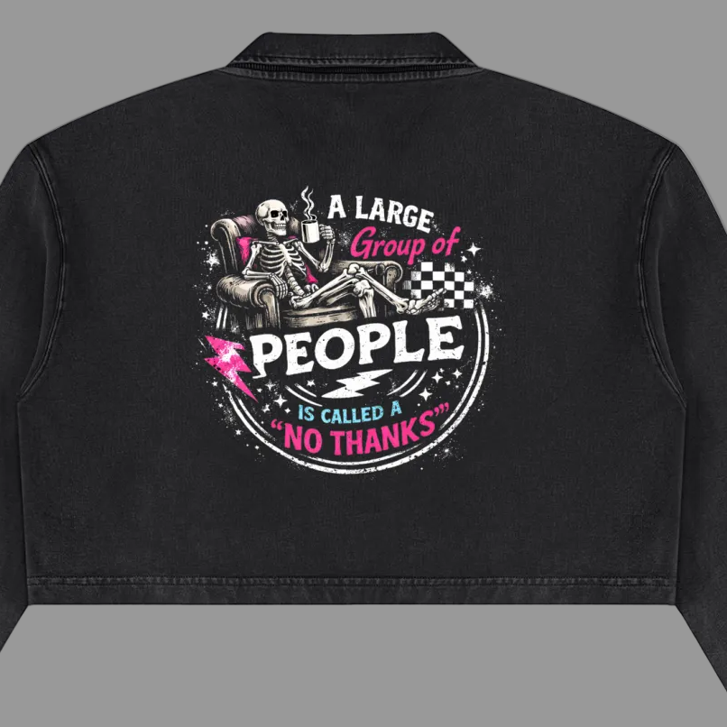 Women’s No Thanks Skeleton vintage wash cropped sweatshirt in black