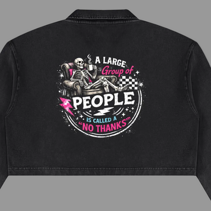 Women’s No Thanks Skeleton vintage wash cropped sweatshirt in black