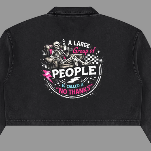 Women’s No Thanks Skeleton vintage wash cropped sweatshirt in black