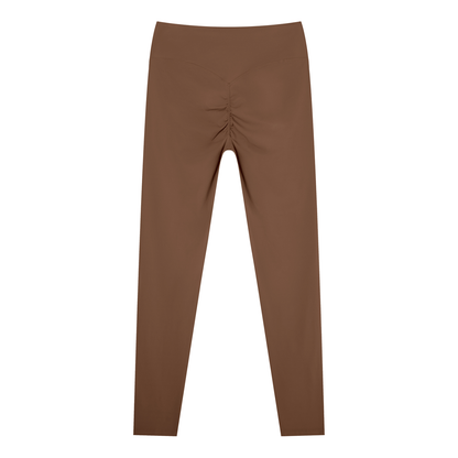 Women's Nylon Blend Ankle Leggings in brown, alternate angle